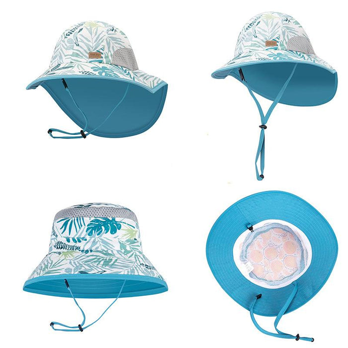 Leaf Print Uv50 + Cartoon Outdoor Shawl Hat Fisherman Hat