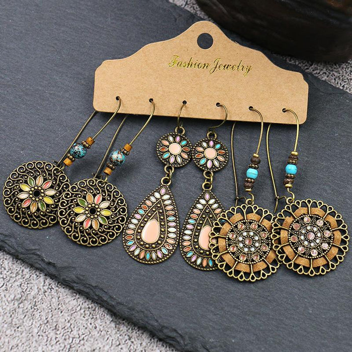 3 pairs/set Earrings Bohemian Style Jewelry X0X36193