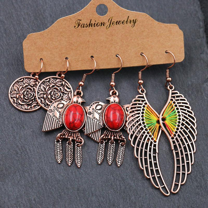 Fashion Owl Wings Earrings Set