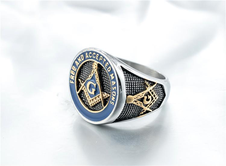Personality Retro Masonic Logo Men's Titanium Steel Ring