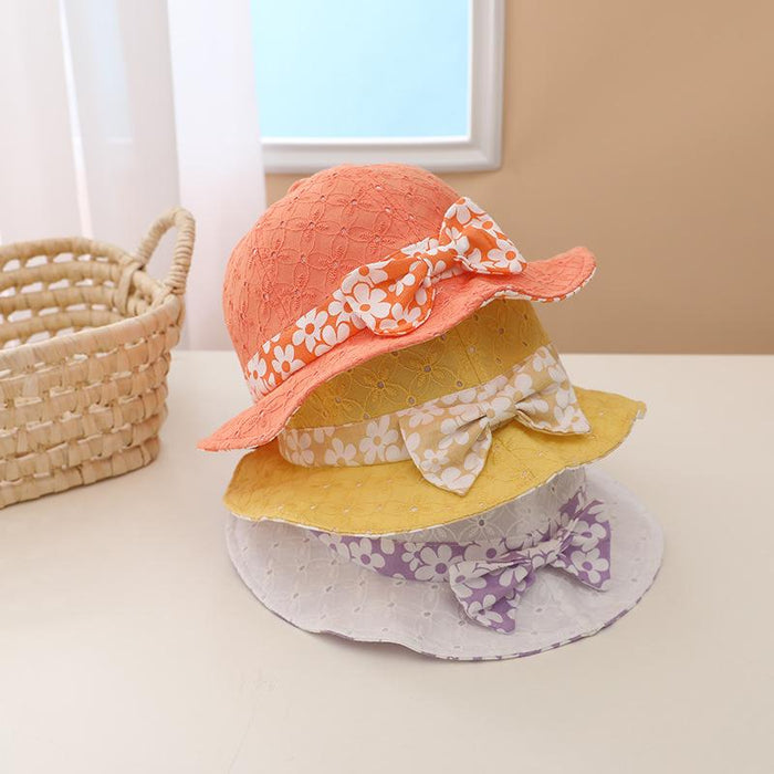 Summer Outdoor Windproof Shade Cute Bow Children's Fisherman Hat