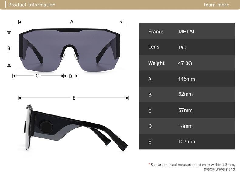 Large frame head conjoined sheet metal men's and women's Sunglasses