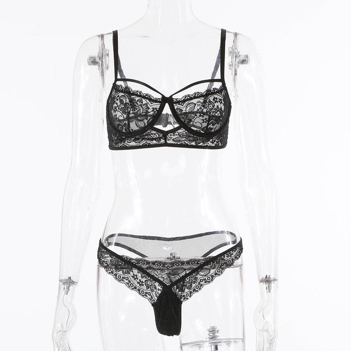 Women Sexy Lingerie Flower Lace Underwear Set
