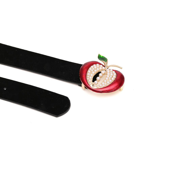 Velvet thick Apple belt with pearl alloy dripping oil