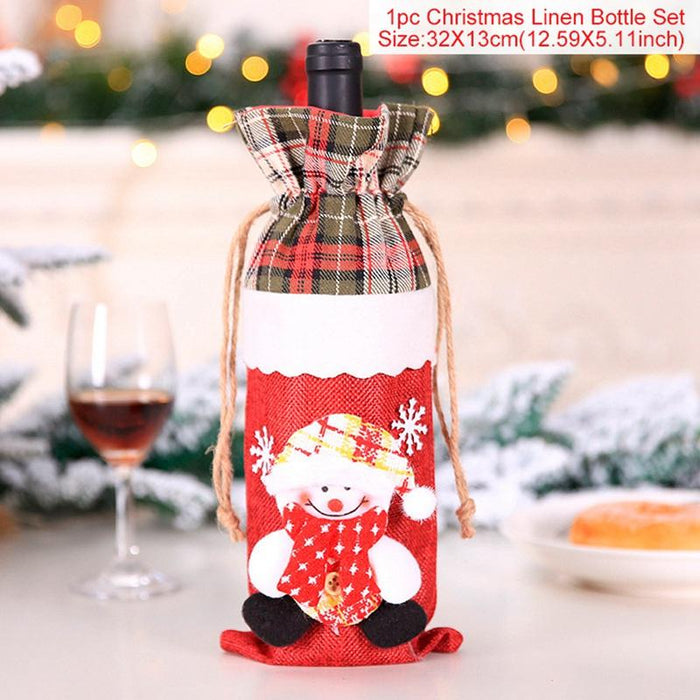 Christmas Decorations For Home Santa Claus Wine Bottle Cover