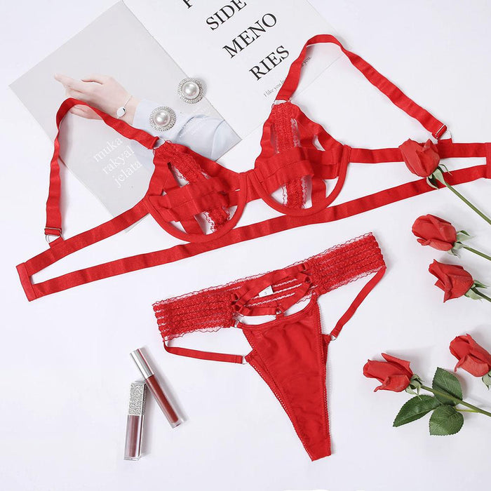 Sexy Red Hollow Lingerie Women Intimates Underwear