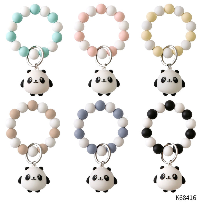 Handmade Panda Silicone Beaded Wrist Keychain