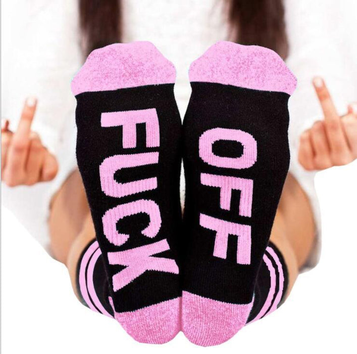 fuckoff Knitted Letter Cute Meia Funny socks