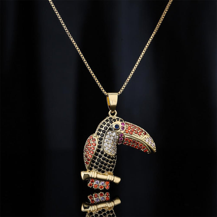 New Fashion Personality Geometric Pendant Gold Color Zircon Necklace