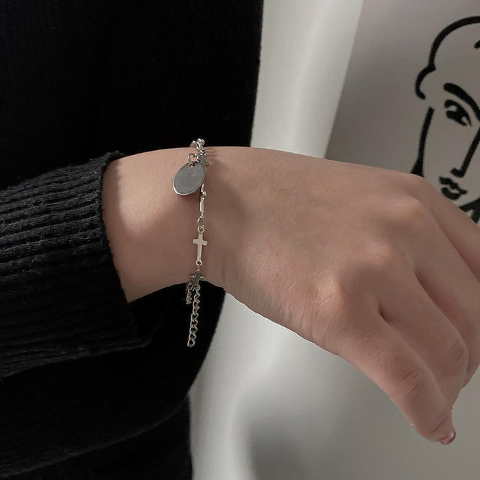 New Vintage Round Cross Titanium Steel Bracelet