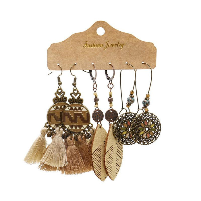 3 pairs/set Earrings Bohemian Style Jewelry  X0X36202