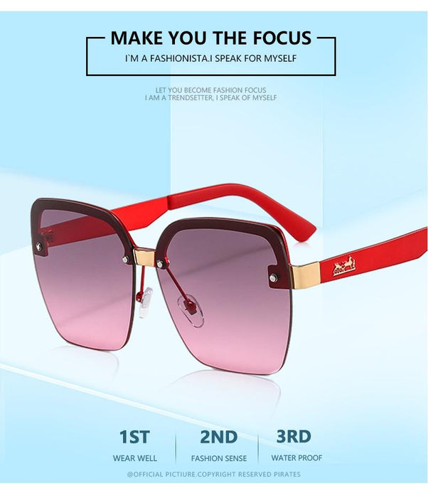 Metal ocean color half frame sunglasses