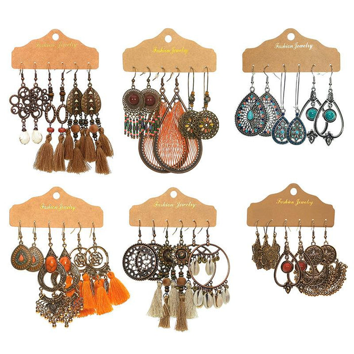 Boho Retro Trend Drop Earrings Set