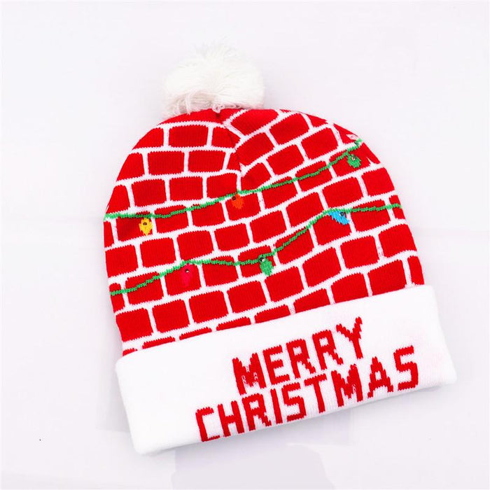 Christmas Decorations Adult Children's Luminous Knitted Hat