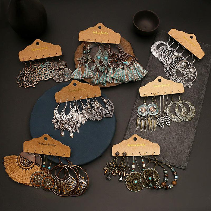 3 pairs/set Earrings Bohemian Style Jewelry X0X36212
