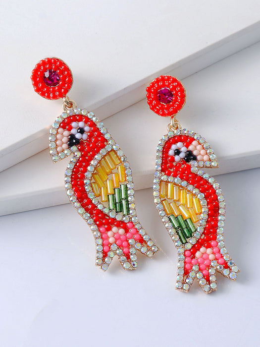 New Creative Exaggerated Personality Parrot Female Earrings Accessories Inlaid Rhinestone