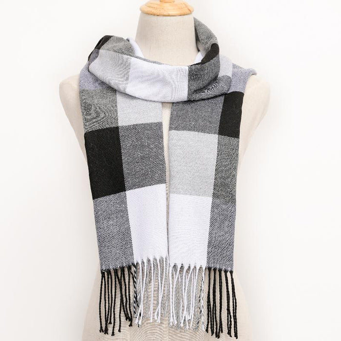 Winter Tassel Lattice Warm Scarves