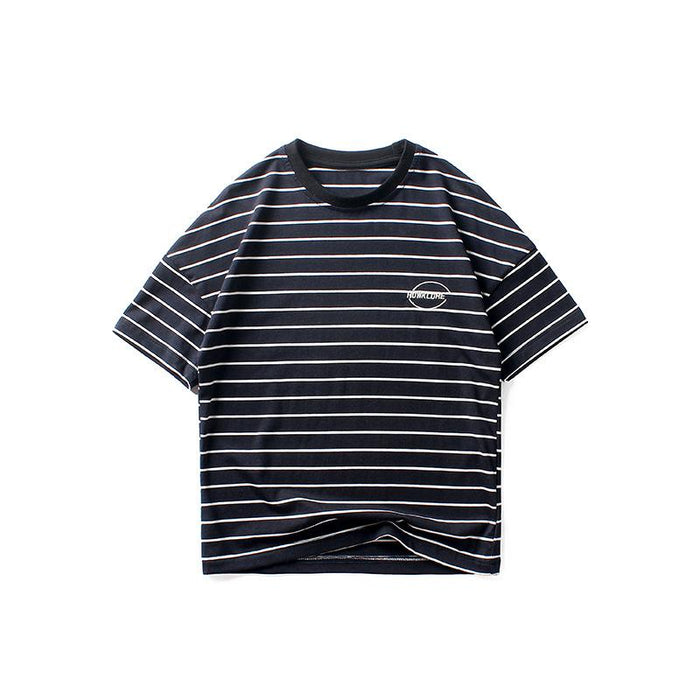 Striped embroidered top children's Short Sleeve T