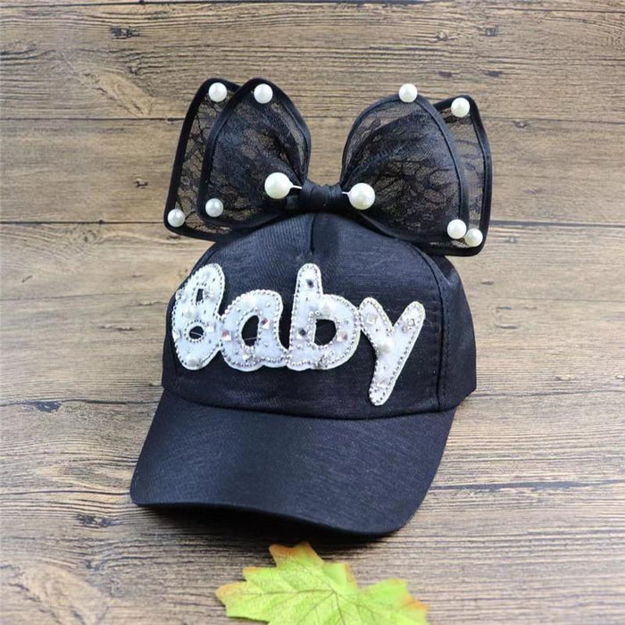 Summer BABY Bow Beads Girls Children's Baseball Cap