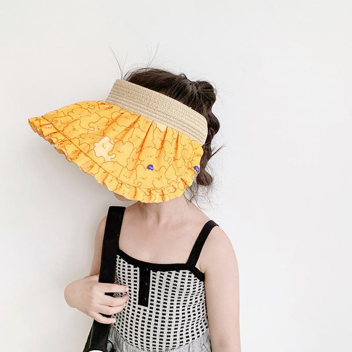 Summer Fashion Pleated Edge Foldable Children's Empty Top Hat