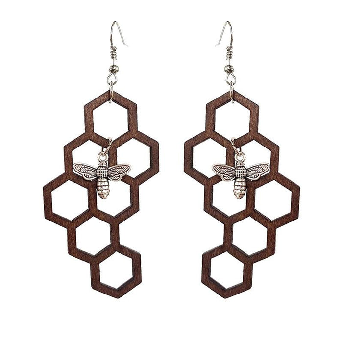 Fashion Creative Personality Exaggerated Wooden Female Earring