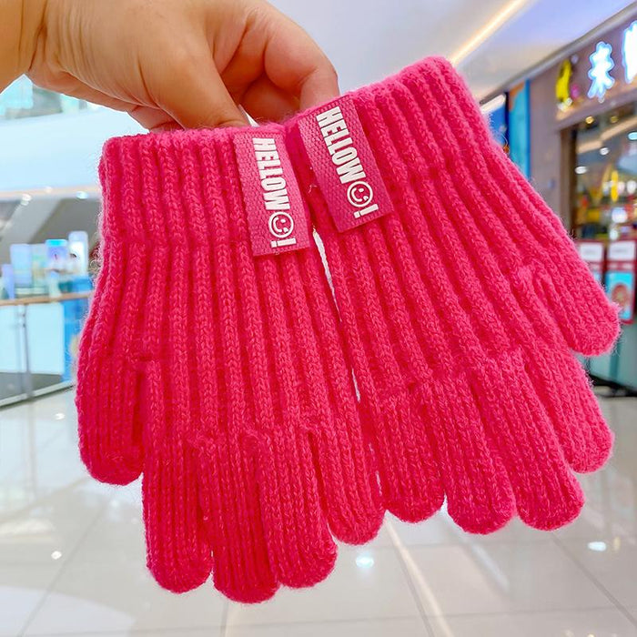 Winter Baby Sweet Cartoon Knitted Yarn Keep Warm Gloves