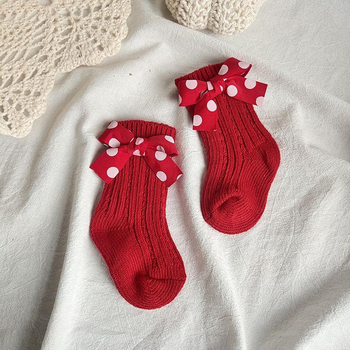 Kids Cotton Big Bow Christmas Socks
