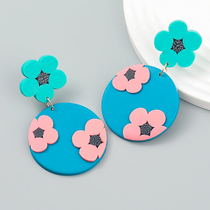 Summer Geometric Floral Terracotta Earrings