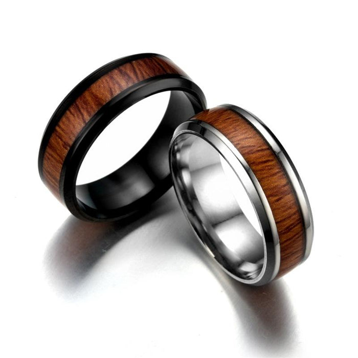 Stainless Steel Wood Grain Ring