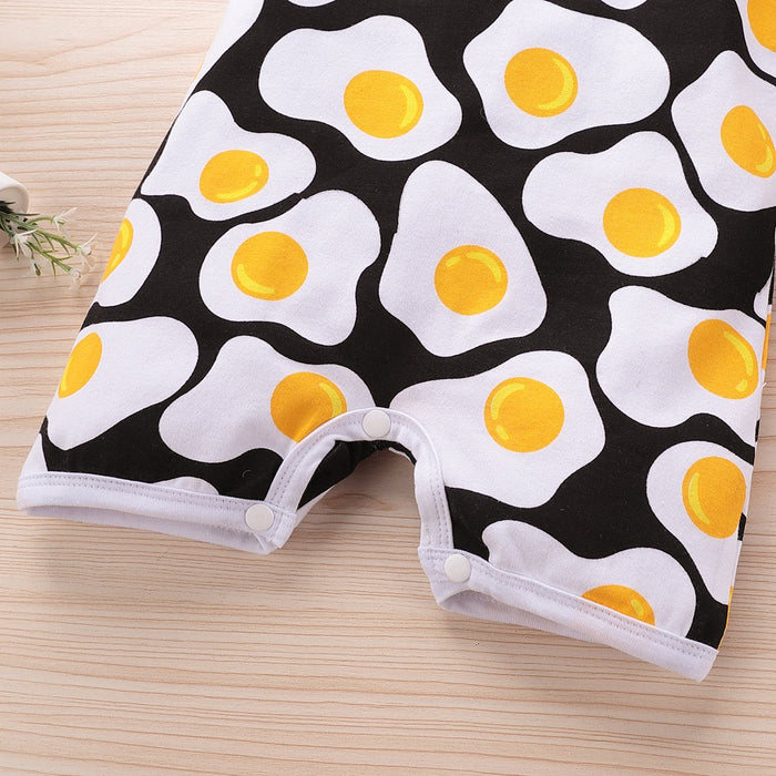 Cute over printed poached egg short sleeve outfit