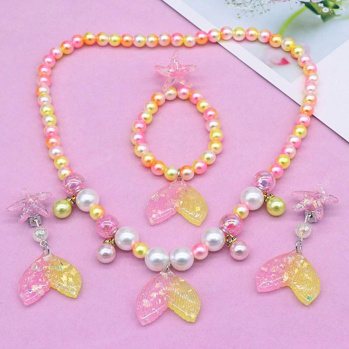 Children's Necklace Ocean Mermaid Cartoon Jewelry Set