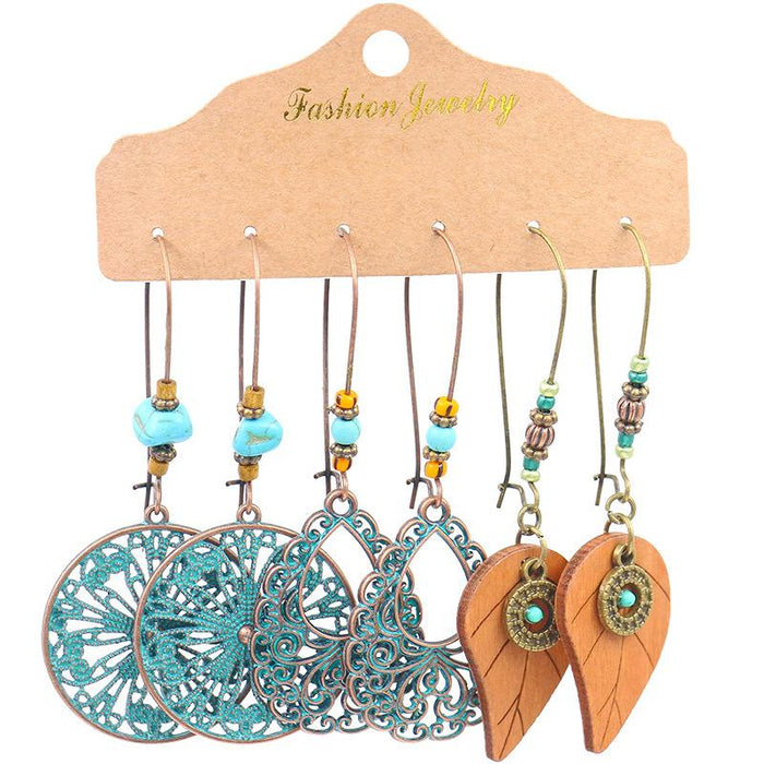 3 pairs/set Earrings Bohemian Style Jewelry X0X36210