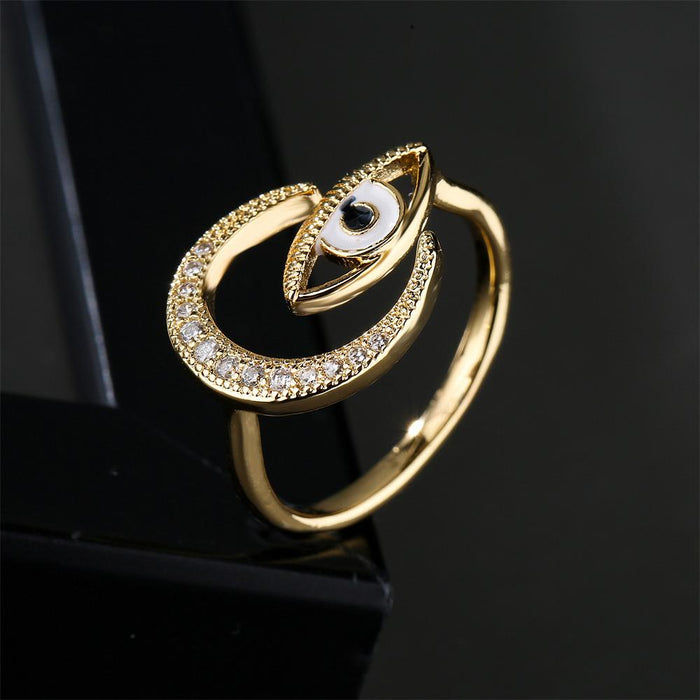 New Gold Color Oil Drop Moon Open Ring