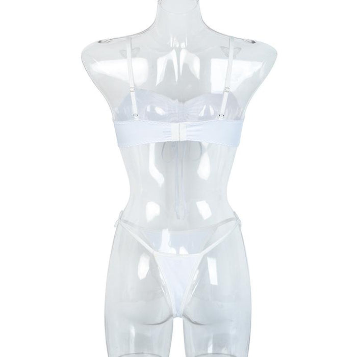 Summer Women's Sexy Sling Lingerie Solid  Underwear Set