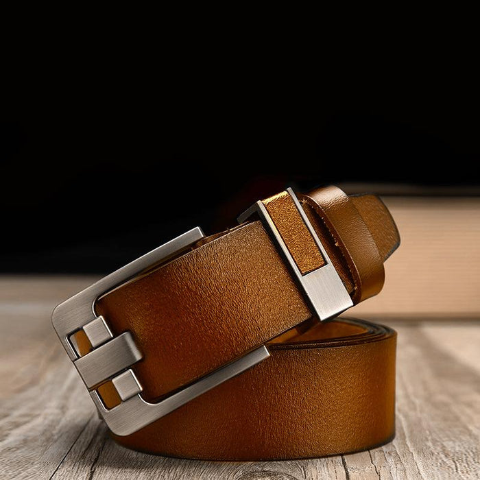 New Men's Leisure Business Retro Pinhole Buckle Leather Leather Belt