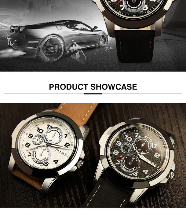 Yazole Top Brand Luxury Famous Male Clock Quartz Watch Leather Quartz-watch