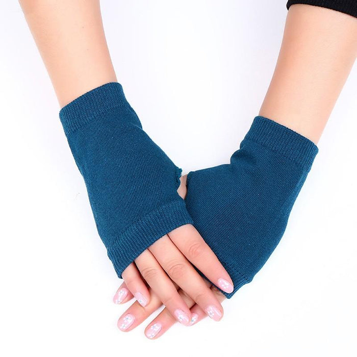 Half Finger Gloves for Women Winter Soft Warm Wool Knitting Arm Gloves
