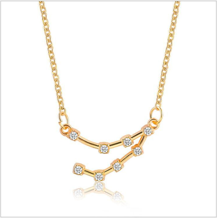 Twelve Constellations Diamond Inlaid Card Clavicle Chain