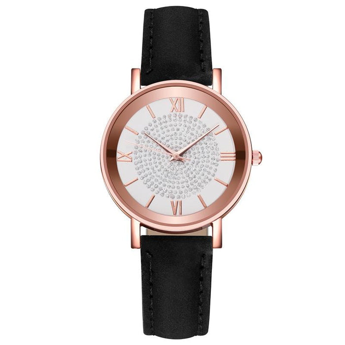 Women Watch Leather Ladies Fashion Simple Watches Quartz Starry Sky Dial Clock