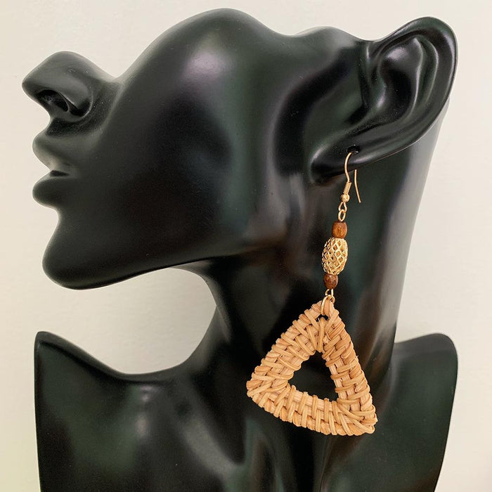 Bohemian Long Handmade Rattan Tassel Earrings