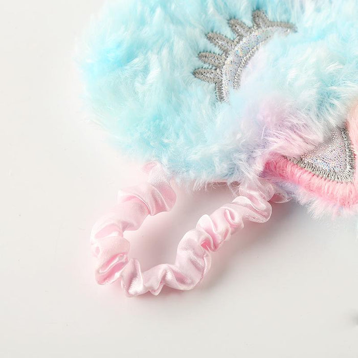Cartoon Silver Horn Plush Unicorn Sleeping Shade Eye Mask