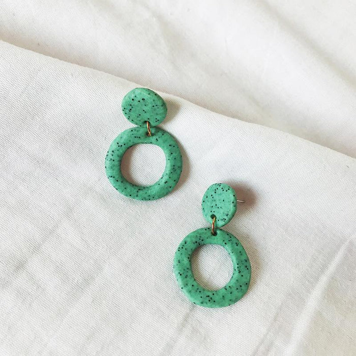 Original Painted Spot Handmade Clay Soft Pottery Earrings