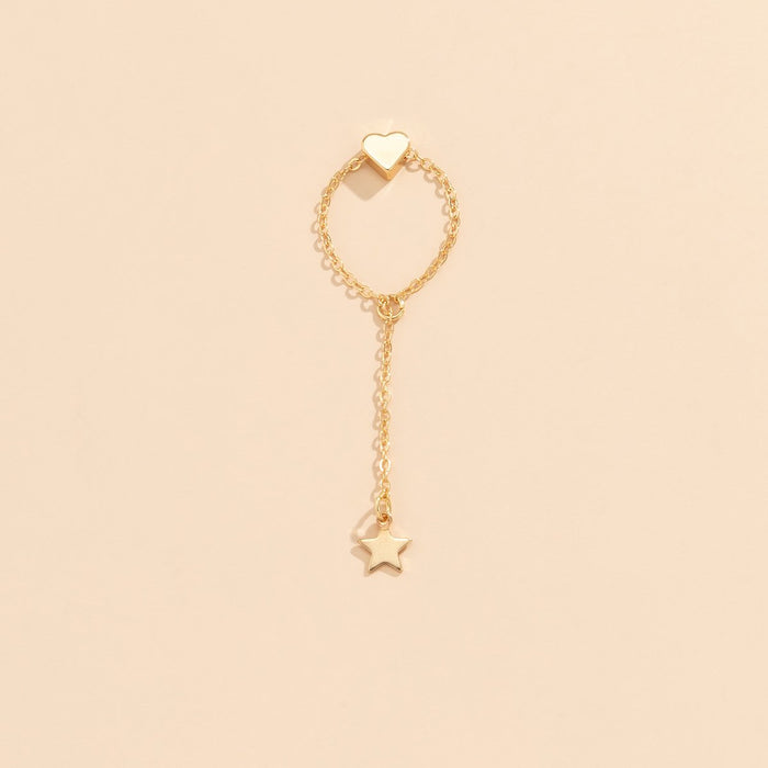 Simple Love Star Pendant Thin Chain Personalized Necklace with Love Ring