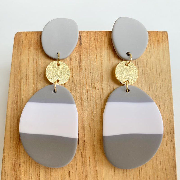 Pearl Gray Clay Soft Pottery Earrings Earrings Earrings Earrings Jewelry Irregular Geometry