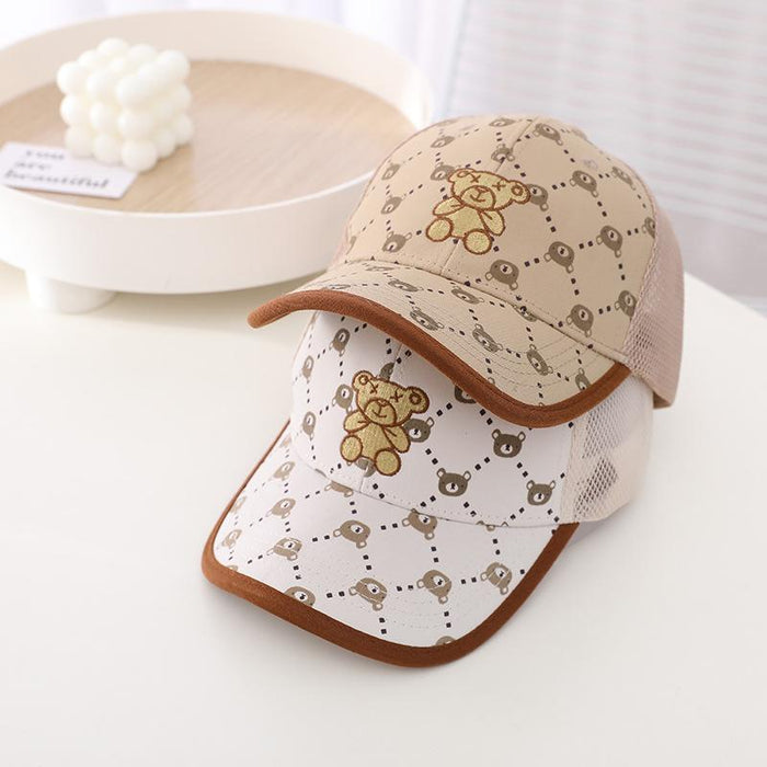 Summer Children's Gypsophila Bear Hip Hop Sunshade Mesh Cap