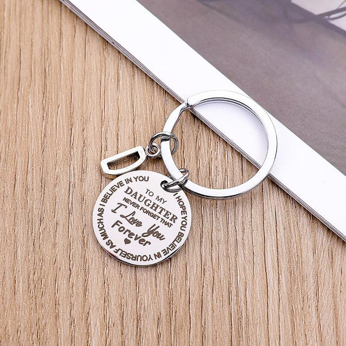New Titanium Steel Round Personality Keychain For My Son/My Daughter
