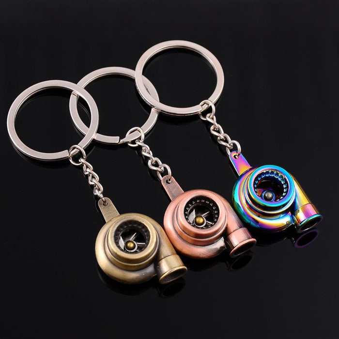 Creative Car Turbocharged Engine Shape Metal Keychain