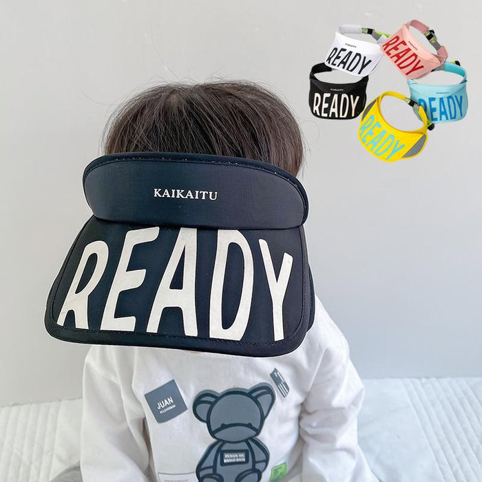 Summer RAEDY Letter Print Children's Wide Brim Empty Top Hat