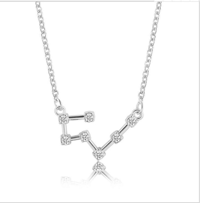 Twelve Constellations Diamond Inlaid Card Clavicle Chain