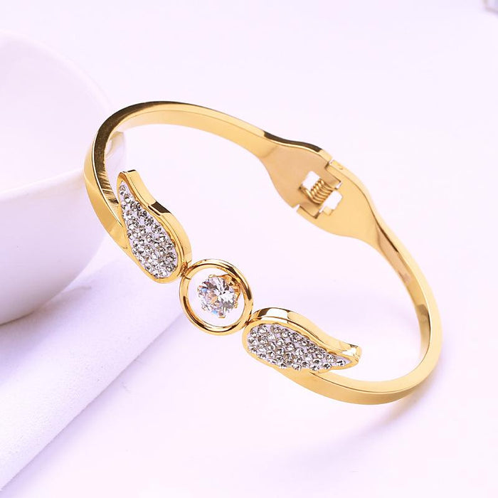 New Angel Titanium Steel Hollow Bracelet Open Bracelet For Women Bangle